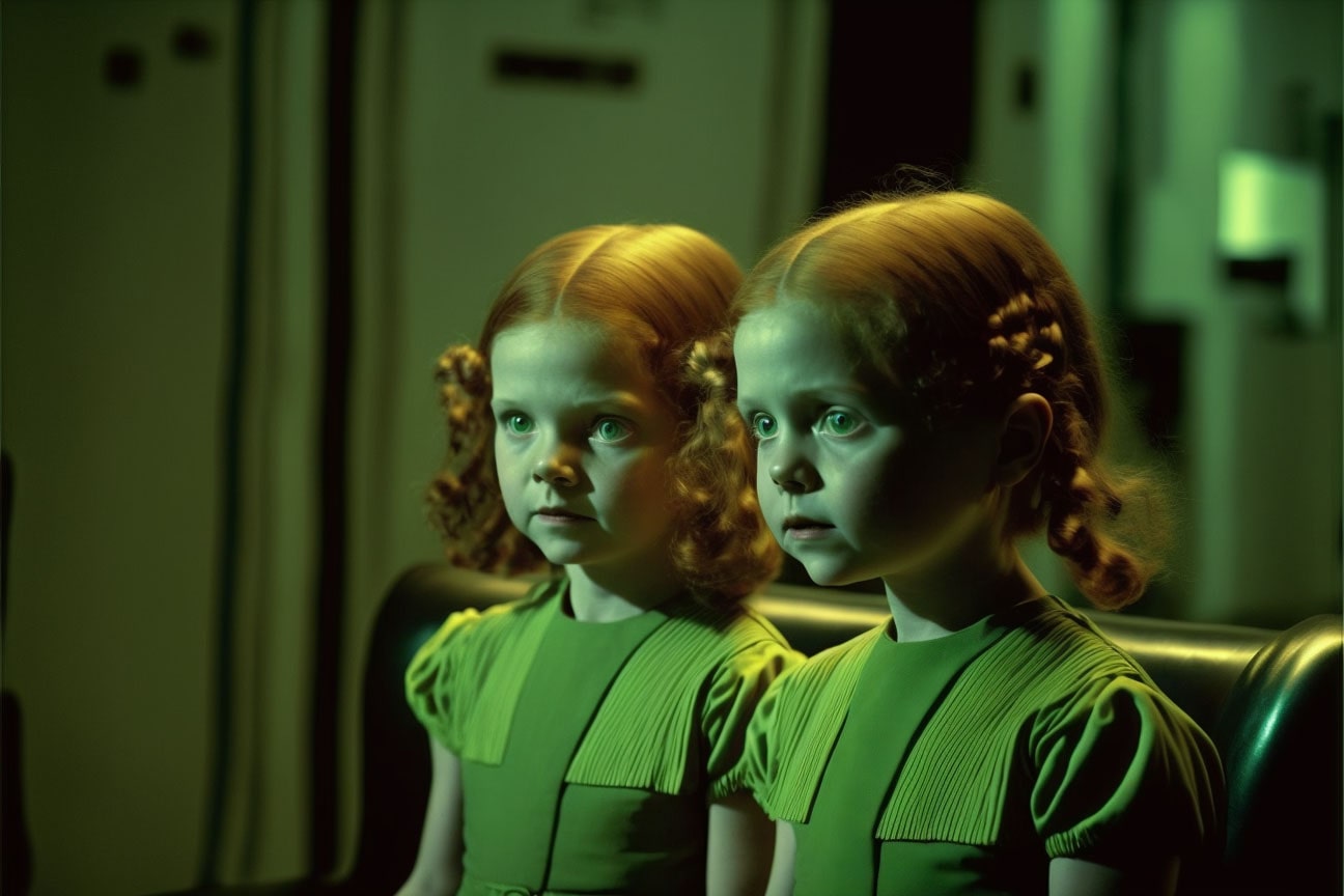 Twin children on set in an example of the potential for deepfakes in video production